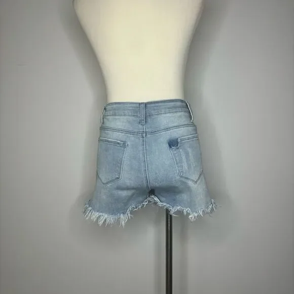 Jeans- Blue Jean Shorts with Frayed Edges + Rips